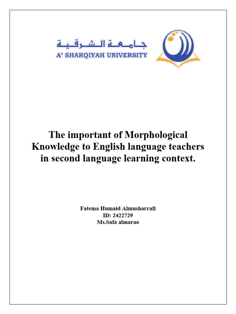 Importance of Morphological Knowledge | PDF | Morphology (Linguistics ...