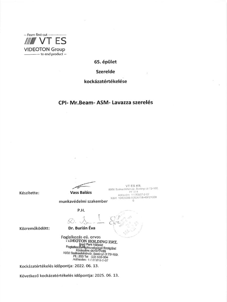VT ES Assembly Risk Assessment 2022 | PDF