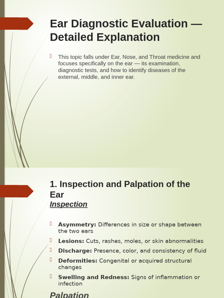 Ear Diagnostic Evaluation - Detailed | PDF