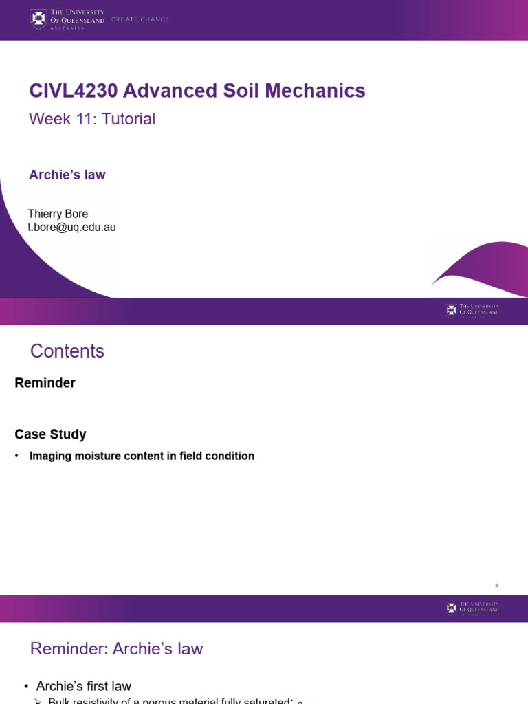 Archie’s Law in Soil Mechanics Tutorial | PDF | Porosity | Electrical ...