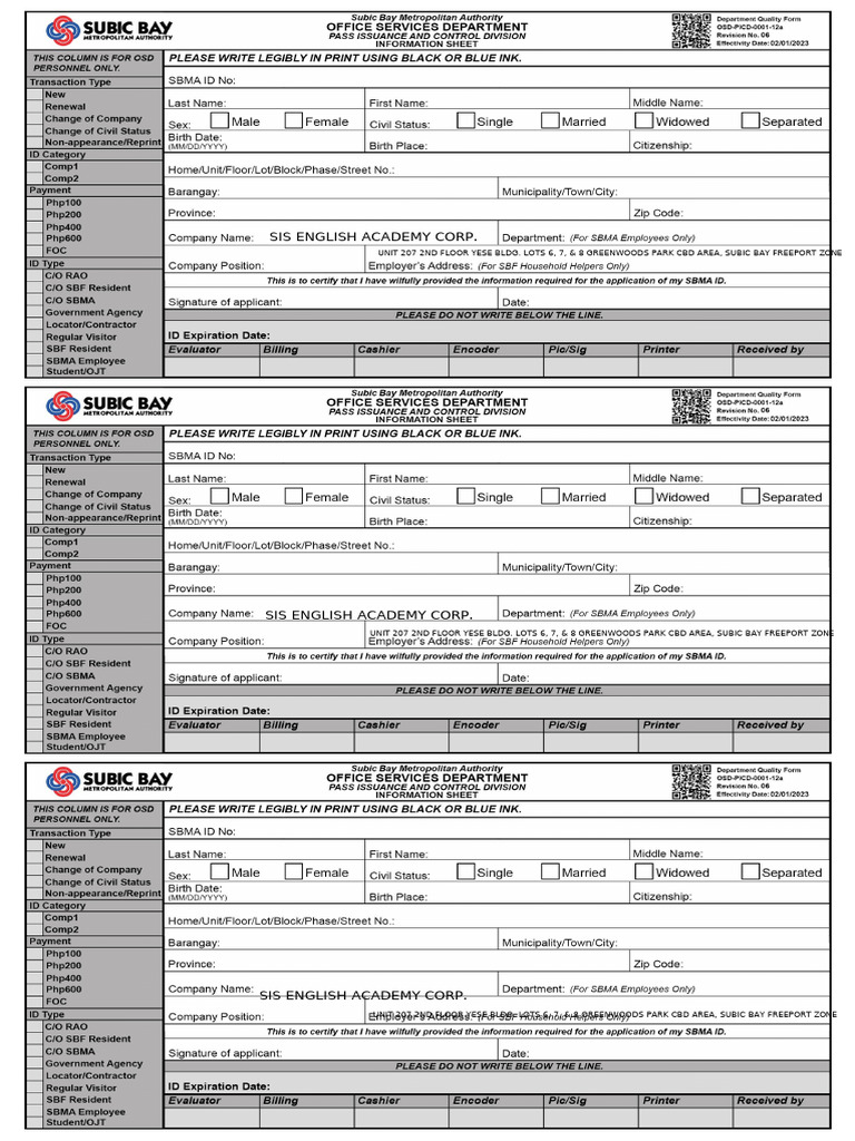Infosheet Osd Template | PDF