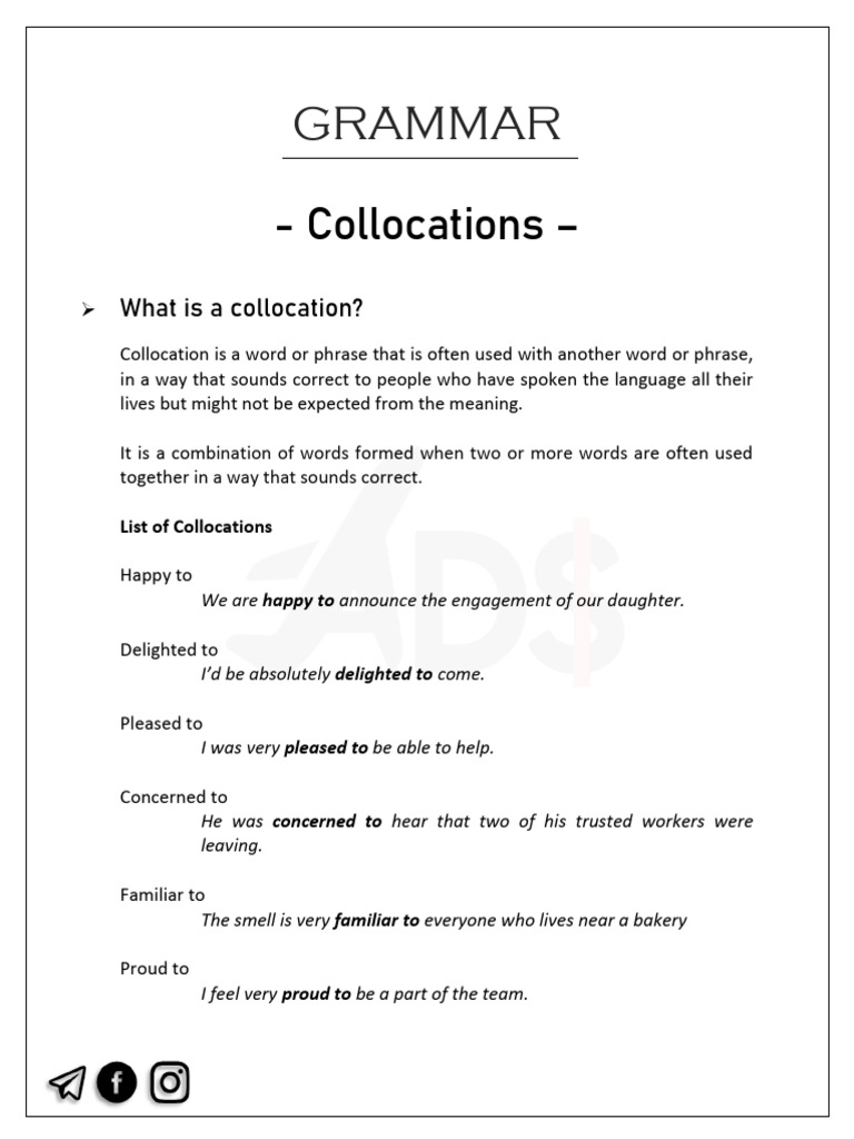 Common English Collocations Explained | PDF | Pronoun | Adverb