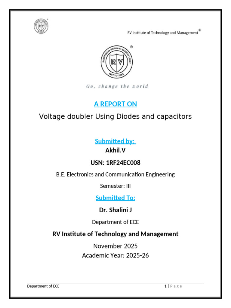Diode-Capacitor Voltage Doubler Report | PDF | Capacitor | Rectifier