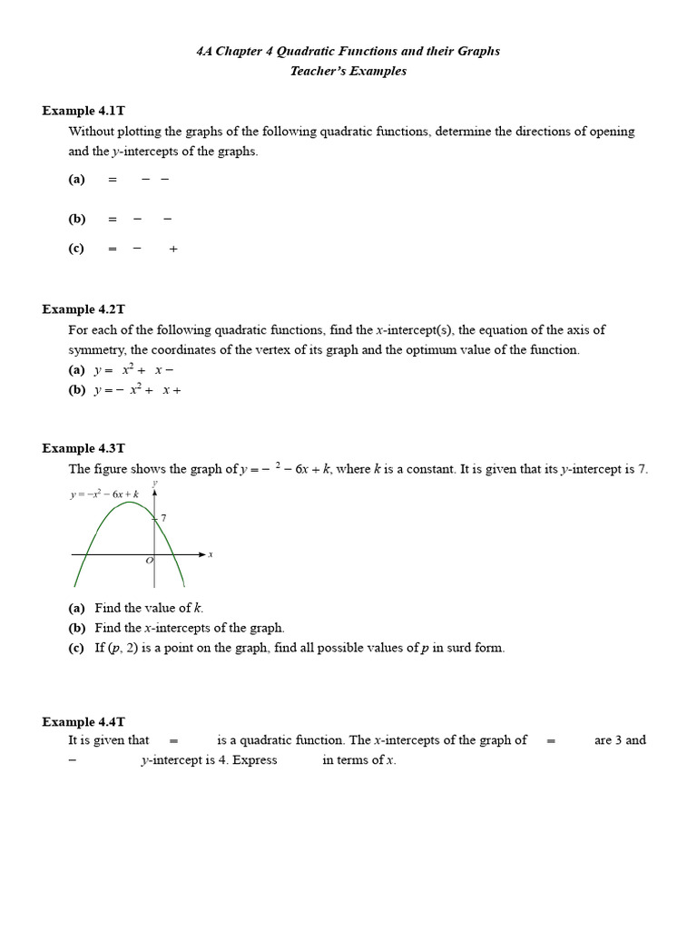 Quadratic Functions: Key Concepts and Examples | PDF | Quadratic ...