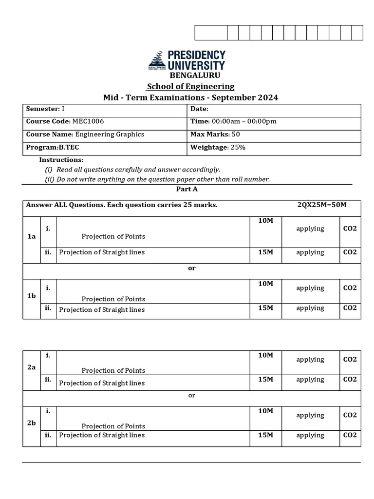 EG Midterm QP Sample | PDF