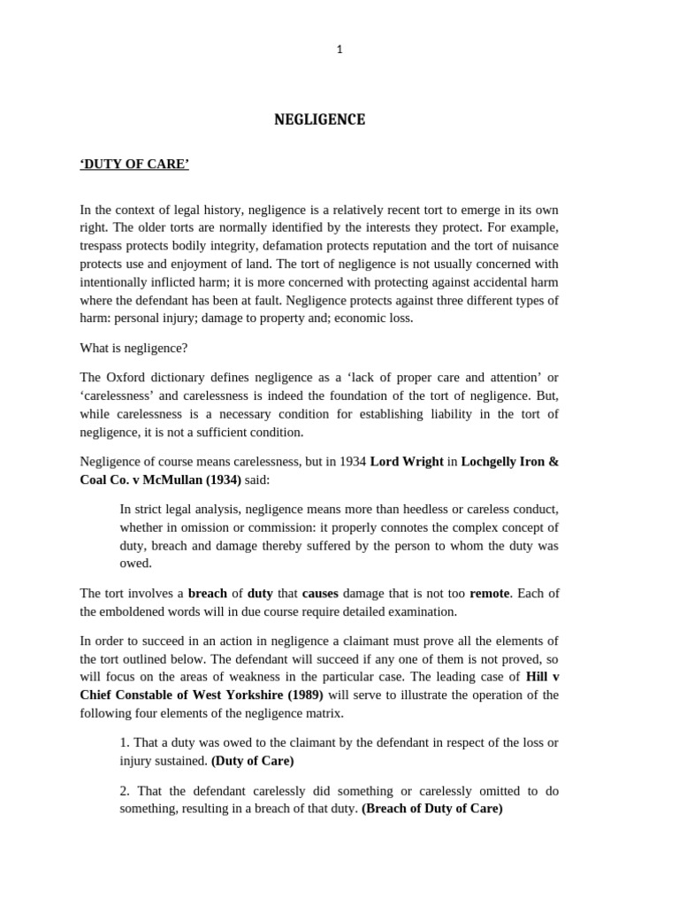 Understanding Duty of Care in Negligence | PDF | Negligence | Duty Of Care