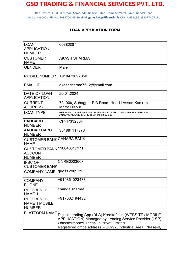 Loan Application and Sanction Letter | PDF | Loans | Interest