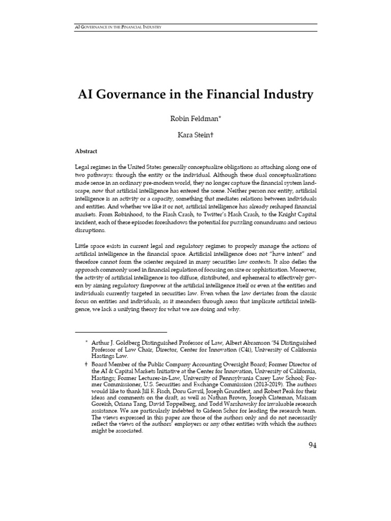 AI Governance in The Financial Industry | PDF | Artificial Intelligence |  Intelligence (AI) & Semantics