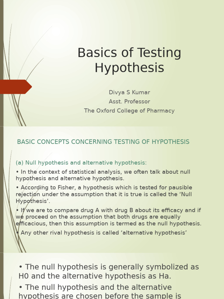 Understanding Hypothesis Testing Basics | PDF | Statistical ...