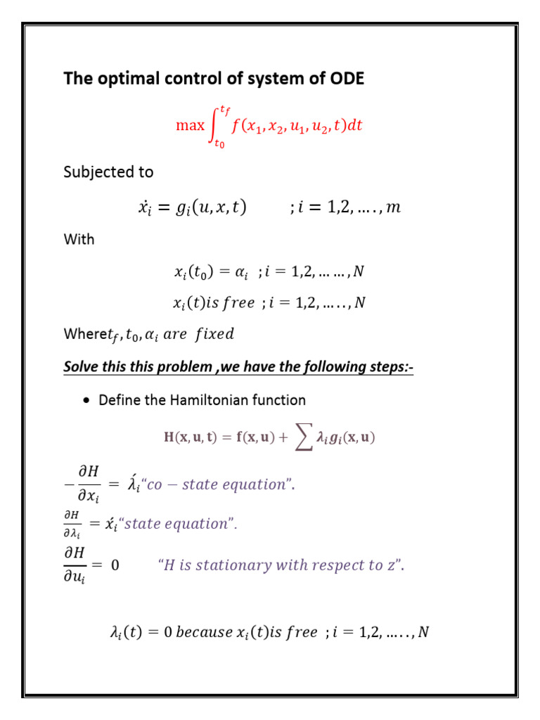 Optimal Control of ODE Systems | PDF | Applied Mathematics ...