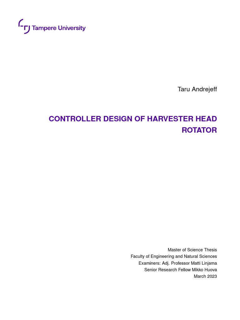 Harvester Head Rotator Control Design | PDF | Valve | Engines