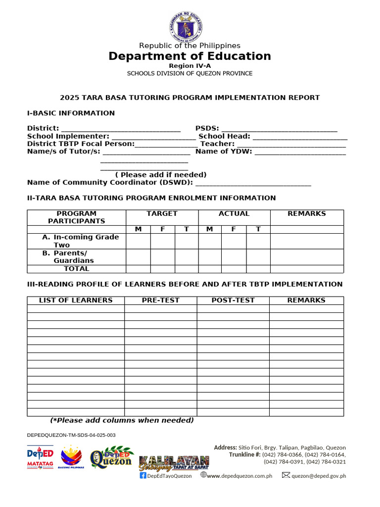 2025 Tara Basa Tutoring Program Report | PDF