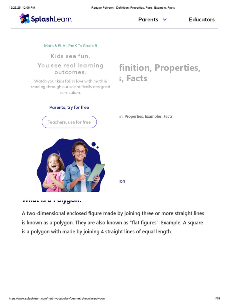 Regular Polygon: Definition & Properties | PDF | Triangle | Vertex ...