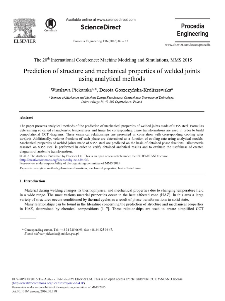 Predicting Mechanical Properties of Welded Joints | PDF | Strength Of ...