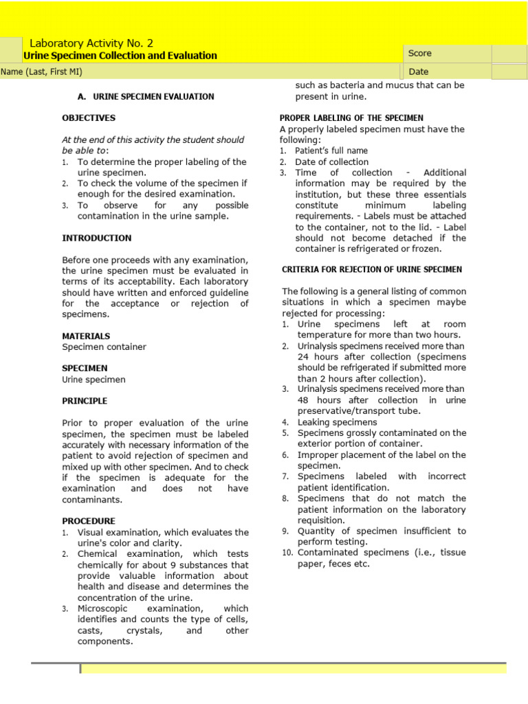 Urine Specimen Collection & Evaluation Guide | PDF | Urine | Medical ...
