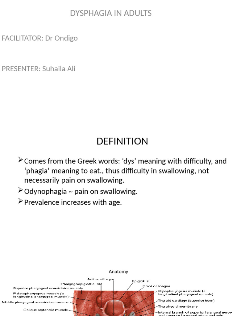Understanding Dysphagia in Adults | PDF | Esophagus | Esophageal Cancer