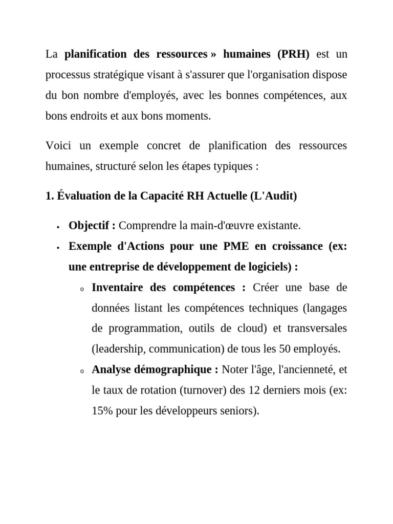 Planification RH : Stratégies et Actions | PDF | Gestion des ressources ...