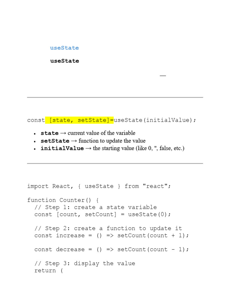 Understanding React useState Hook | PDF | Software | Programming Paradigms