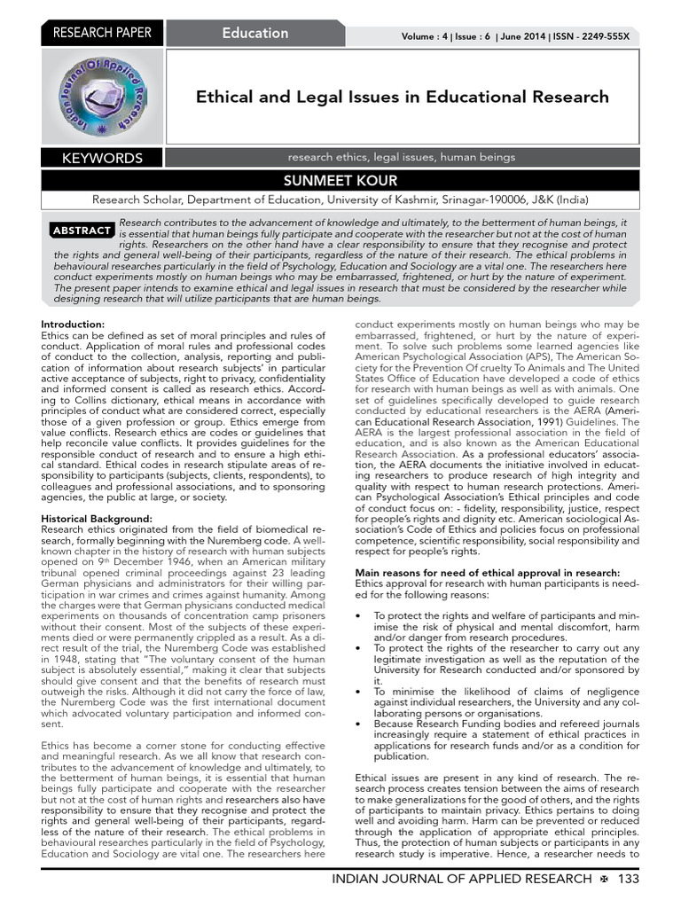 Ethical and Legal Issues in Research | PDF | Informed Consent | Bias