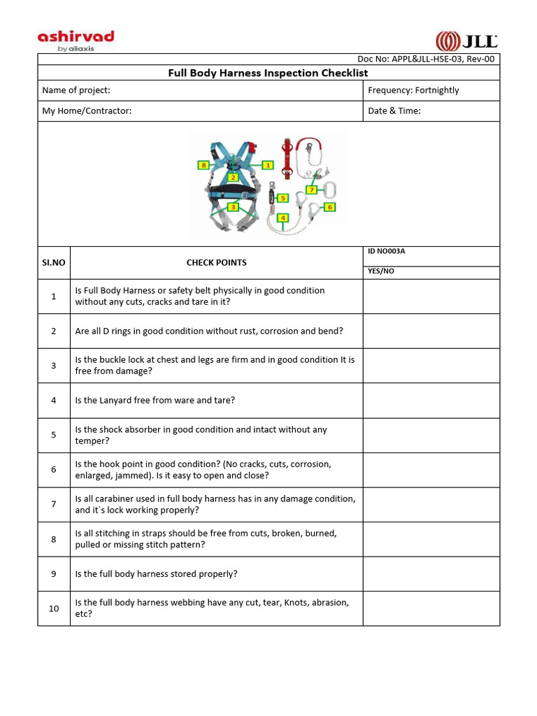 Full Body Harness Inspection Checklist | PDF | Mechanical Engineering