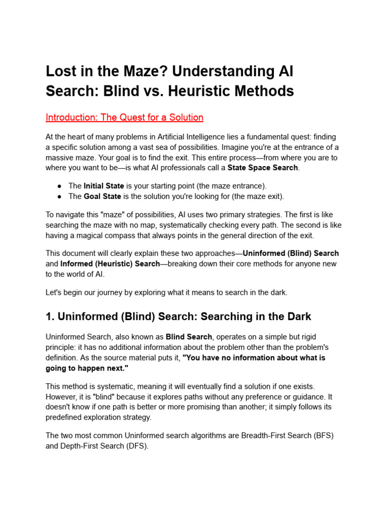Lost in The Maze - Understanding AI Search - Blind vs. Heuristic ...