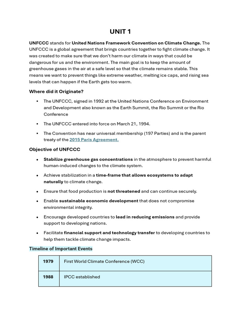 UNFCCC and Climate Agreements Overview | PDF | United Nations Framework ...
