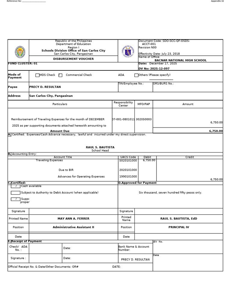 Disbursement Voucher and Purchase Orders | PDF | Payments | Business