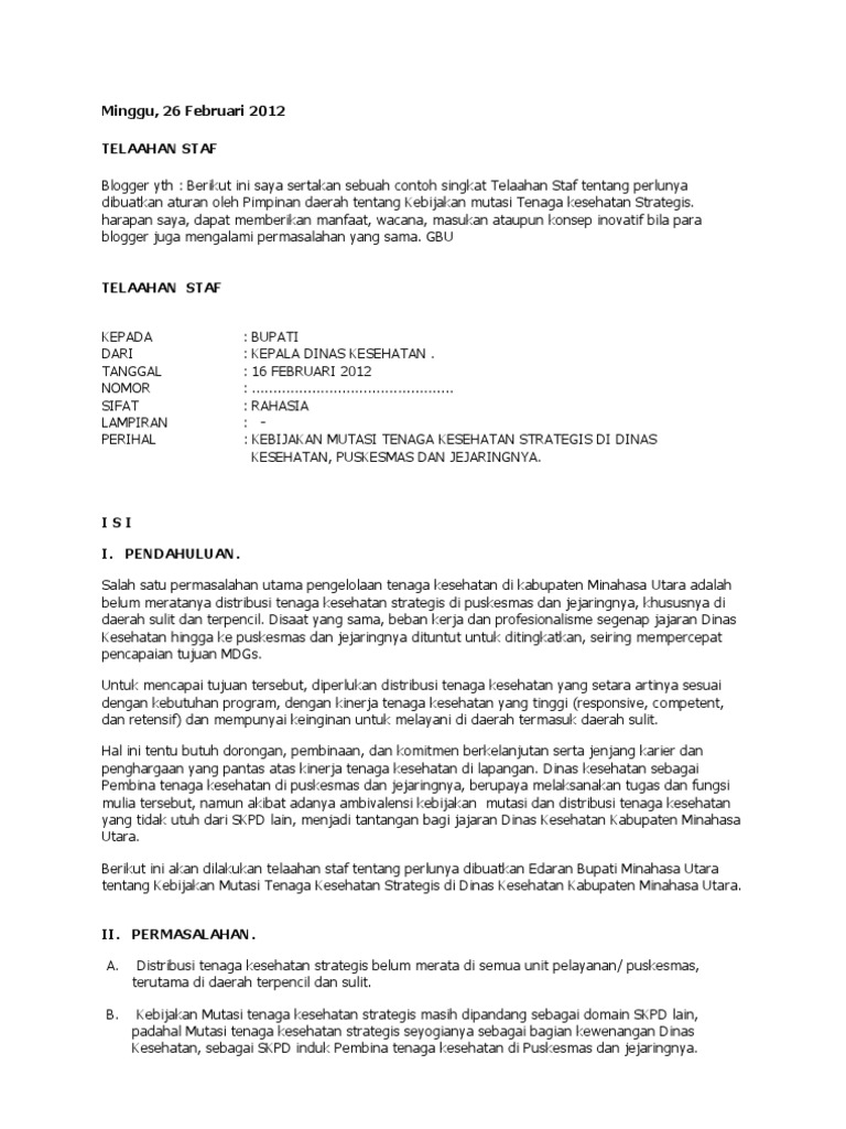 Telaahan Staf Document