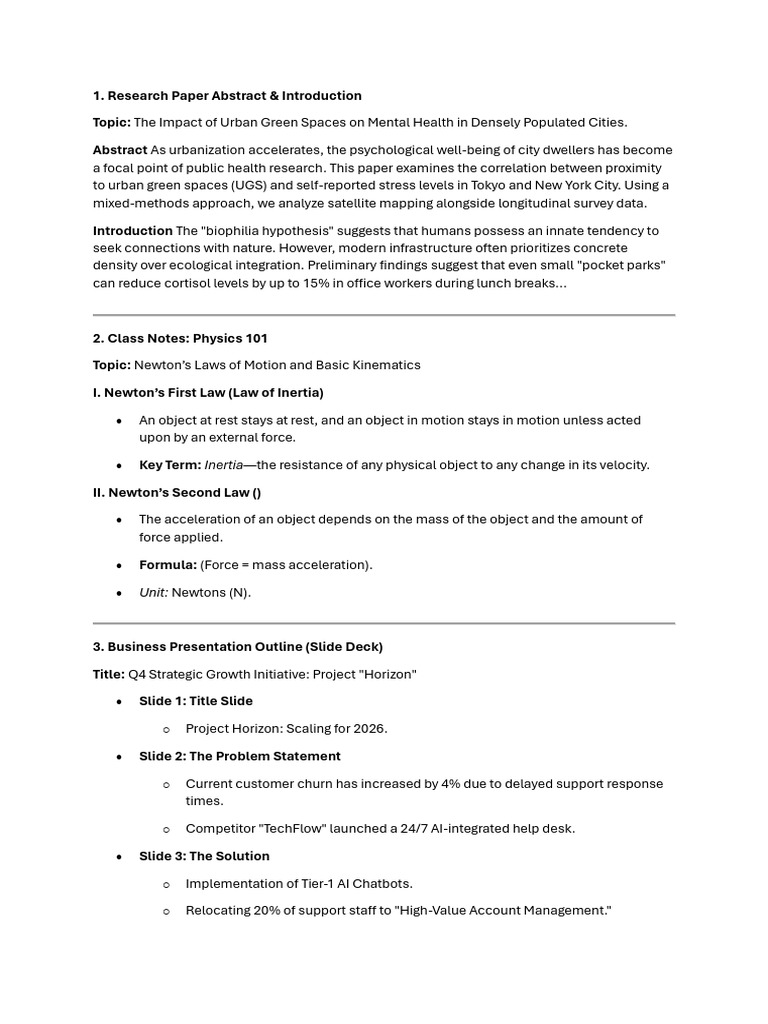 Urban Green Spaces & Mental Health Impact | PDF | Titration | Chemistry