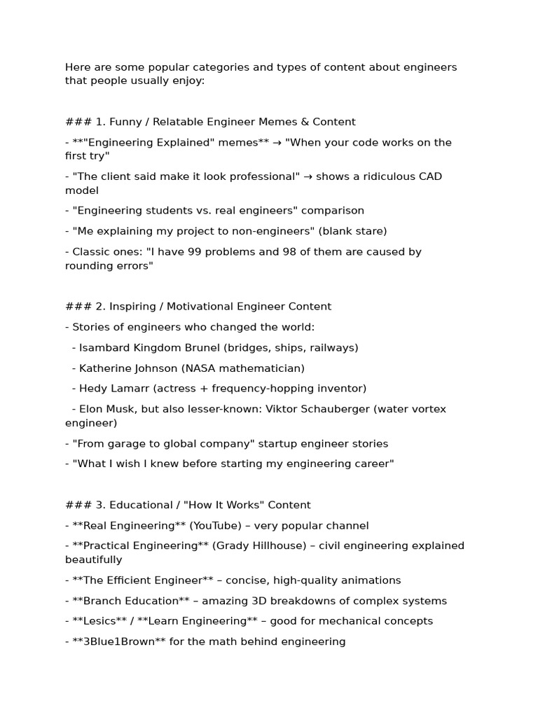Engaging Content Ideas for Engineers | PDF