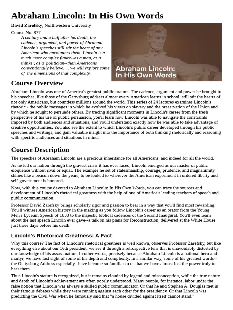 Lincoln's Rhetoric: A Deep Dive | PDF | Abraham Lincoln
