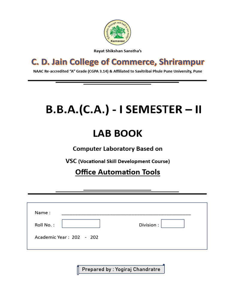 Office Automation Tools Lab Workbook | PDF | Operating System | Dos