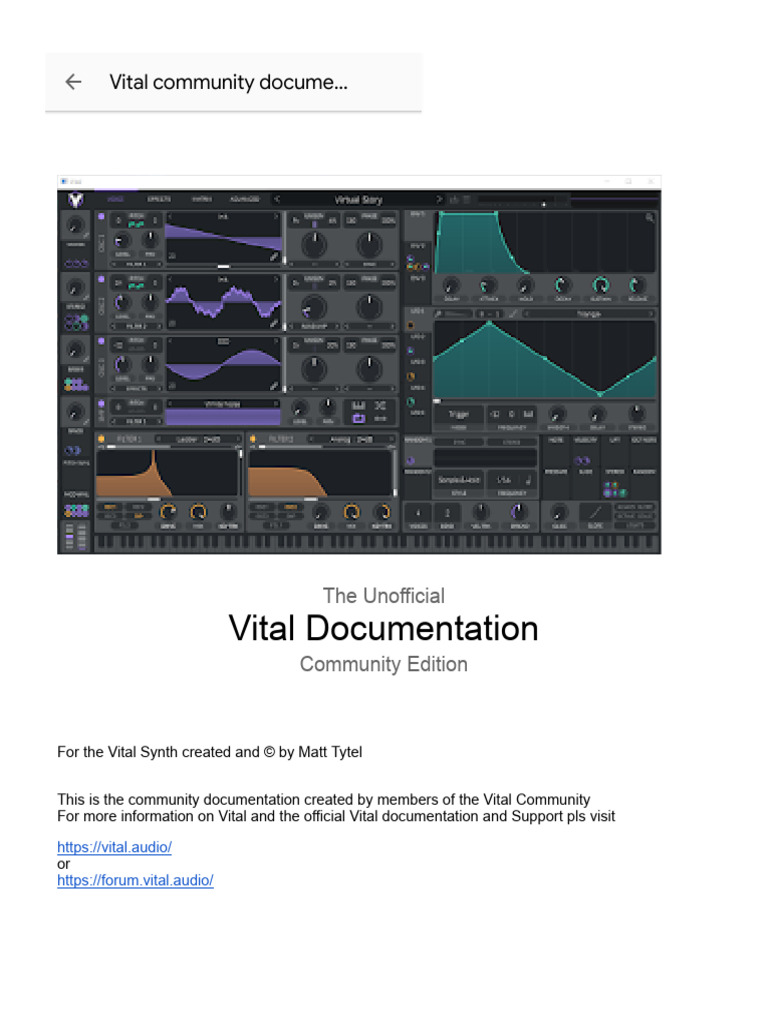 Vital Synth Community Documentation | PDF | Synthesizer | Computer File