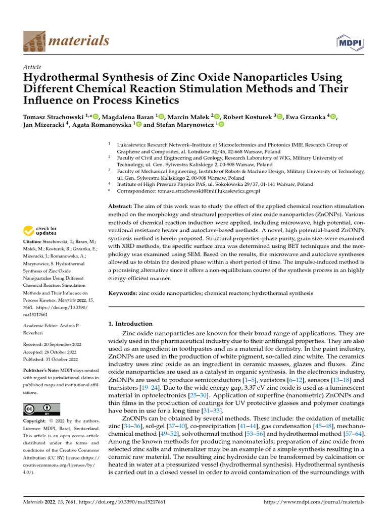 Zinc Oxide Nanoparticles Synthesis Methods | PDF | Zinc Oxide ...