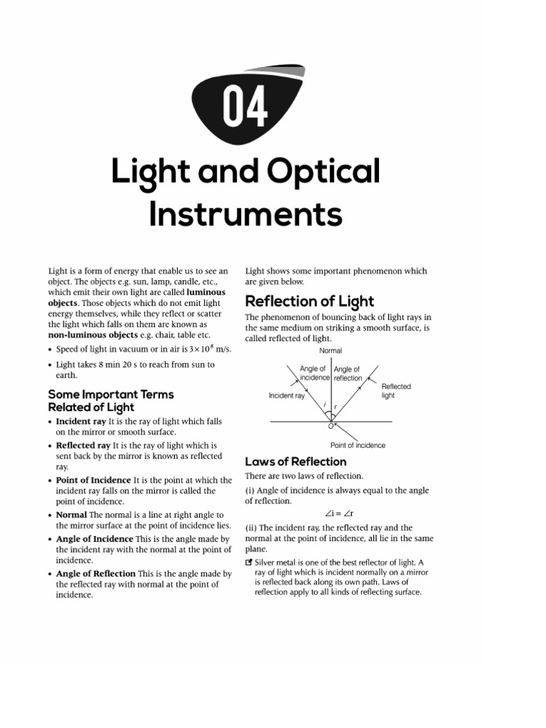 Light and Optics | PDF