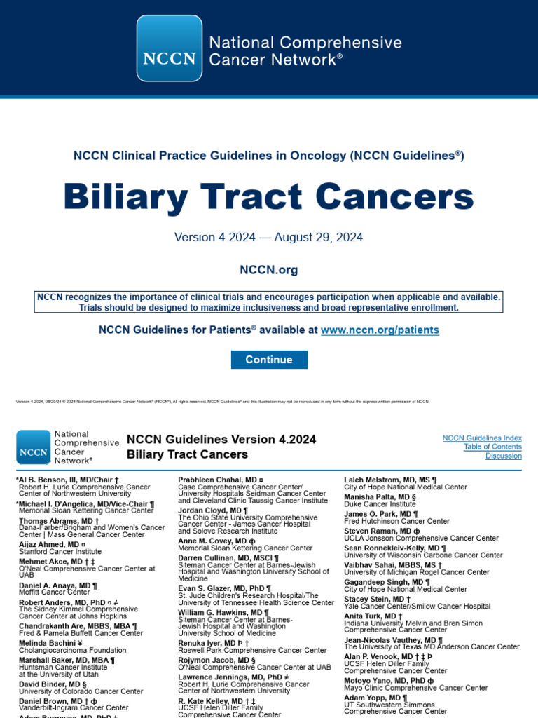 NCCN Guidelines for Biliary Tract Cancers | PDF | Neoplasms | Clinical ...