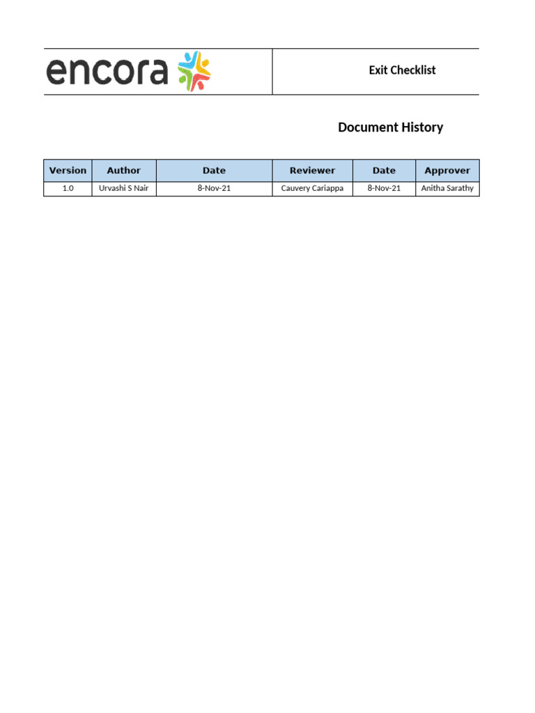 Exit Checklist - Enc PCD FMT Ec 042 | PDF
