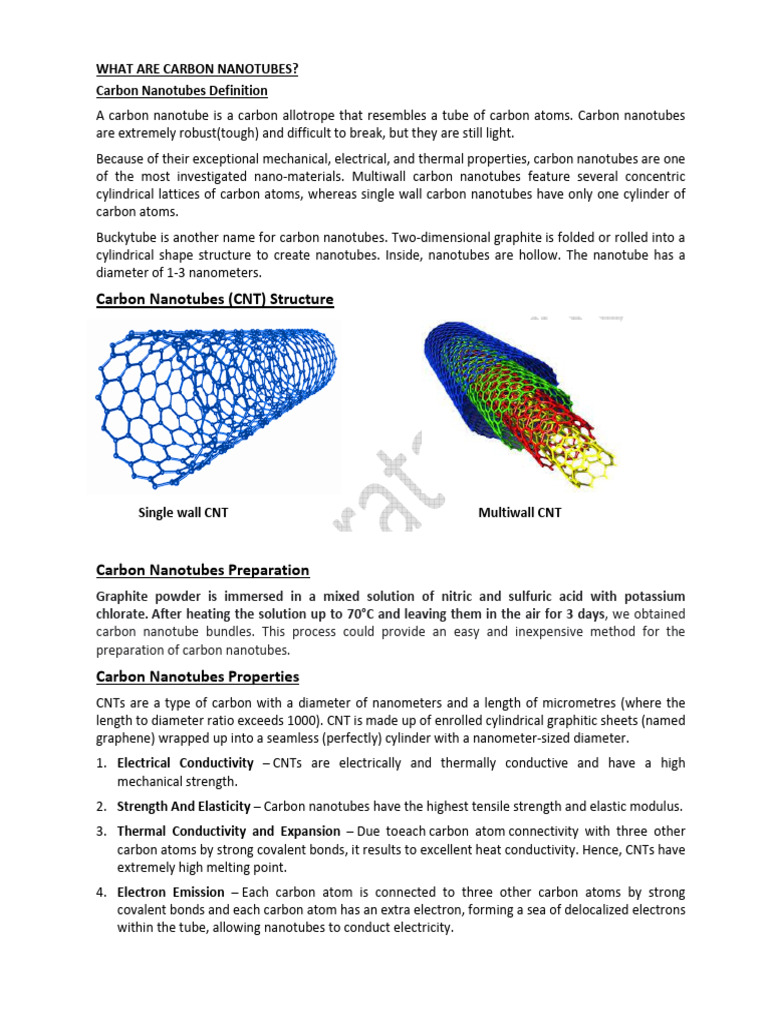 Understanding Carbon Nanotubes and Their Uses | PDF | Carbon Nanotube ...