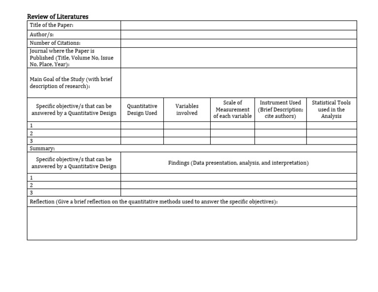 Quantitative Research Literature Review | PDF
