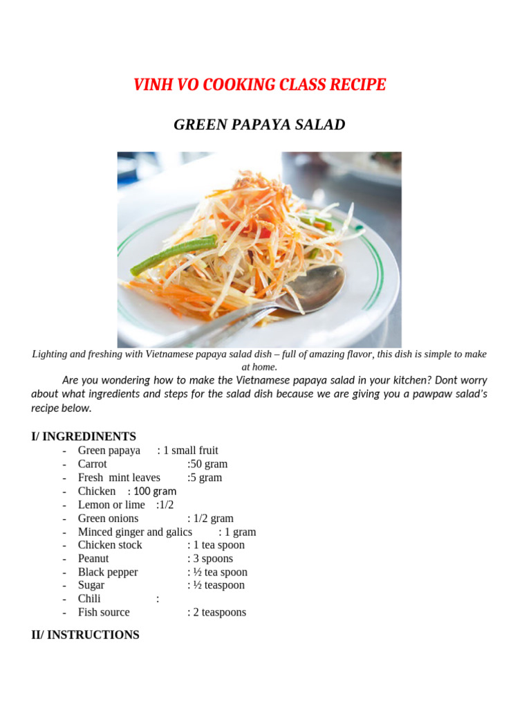 Vietnamese Cooking Class Recipes | PDF | Pancake | Teaspoon