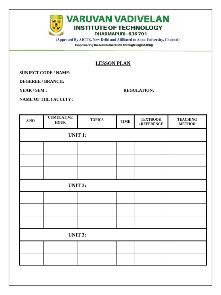 Comprehensive Lesson Plan Template | PDF