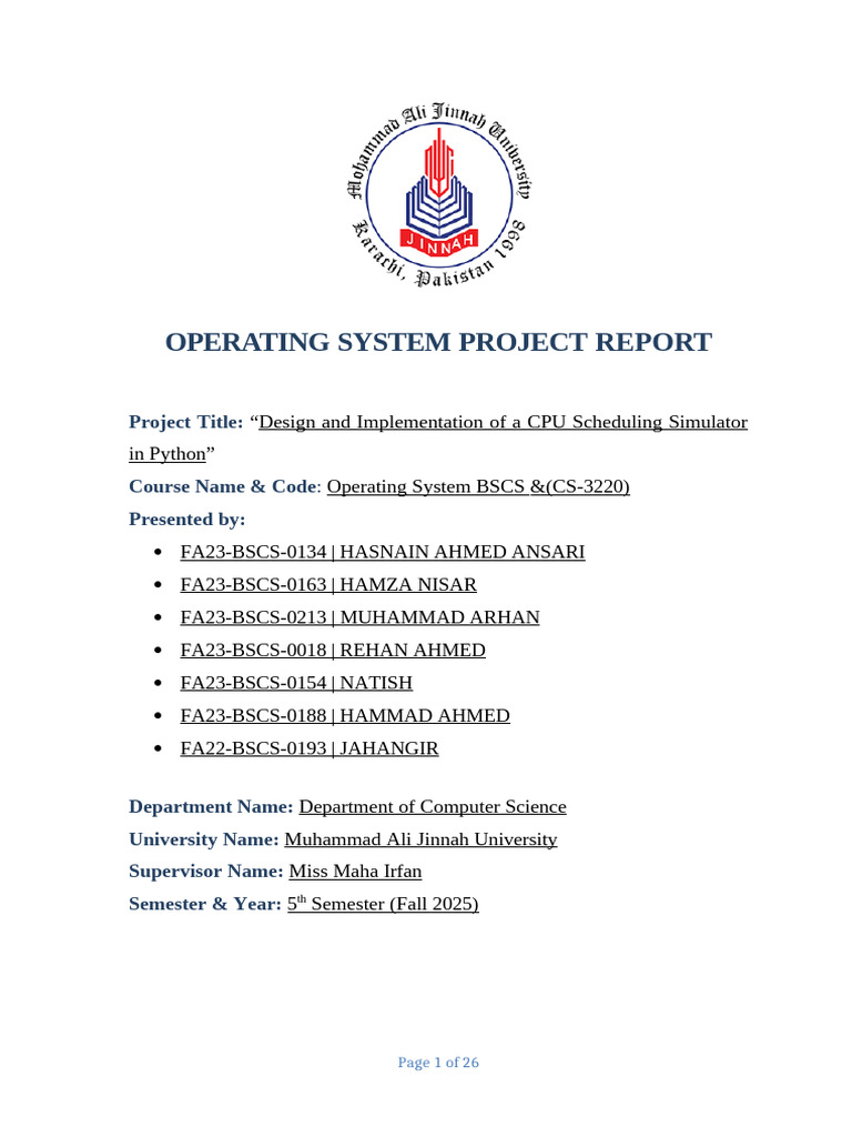 Group-01 CPU Scheduling Project Report | PDF | Scheduling (Computing ...