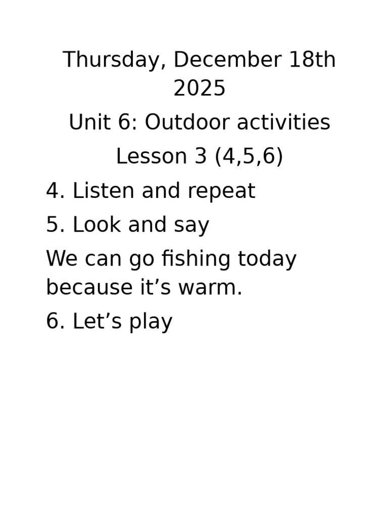 Outdoor Activities Lesson Plan 2025 | PDF