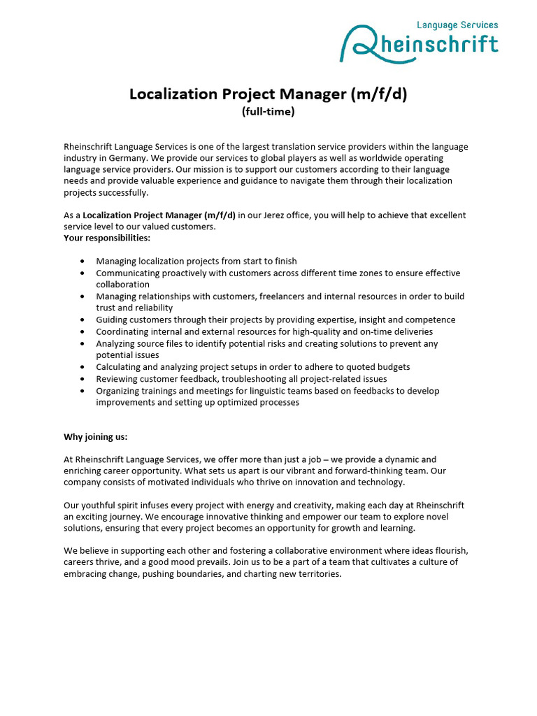 Localization Project Manager Jerez en V3 | PDF | Learning | Behavior ...