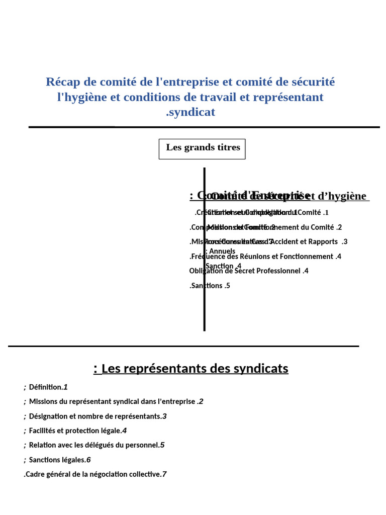 Récapitulatif des Comités d'Entreprise et de Sécurité | PDF | Business ...