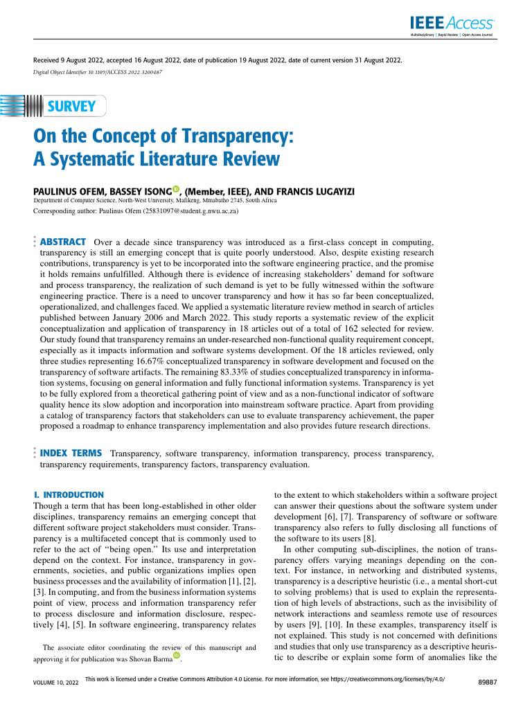 Systematic Review of Software Transparency | PDF | Systematic Review | Data