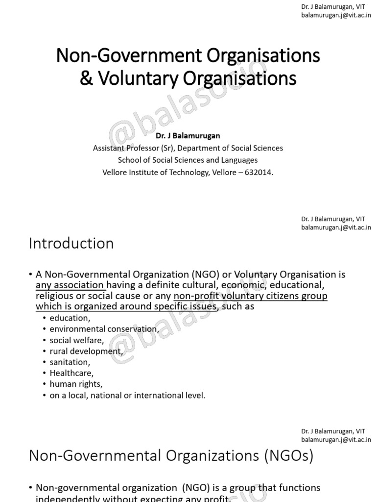 NGOs and Voluntary Organizations in India | PDF | Non Governmental ...