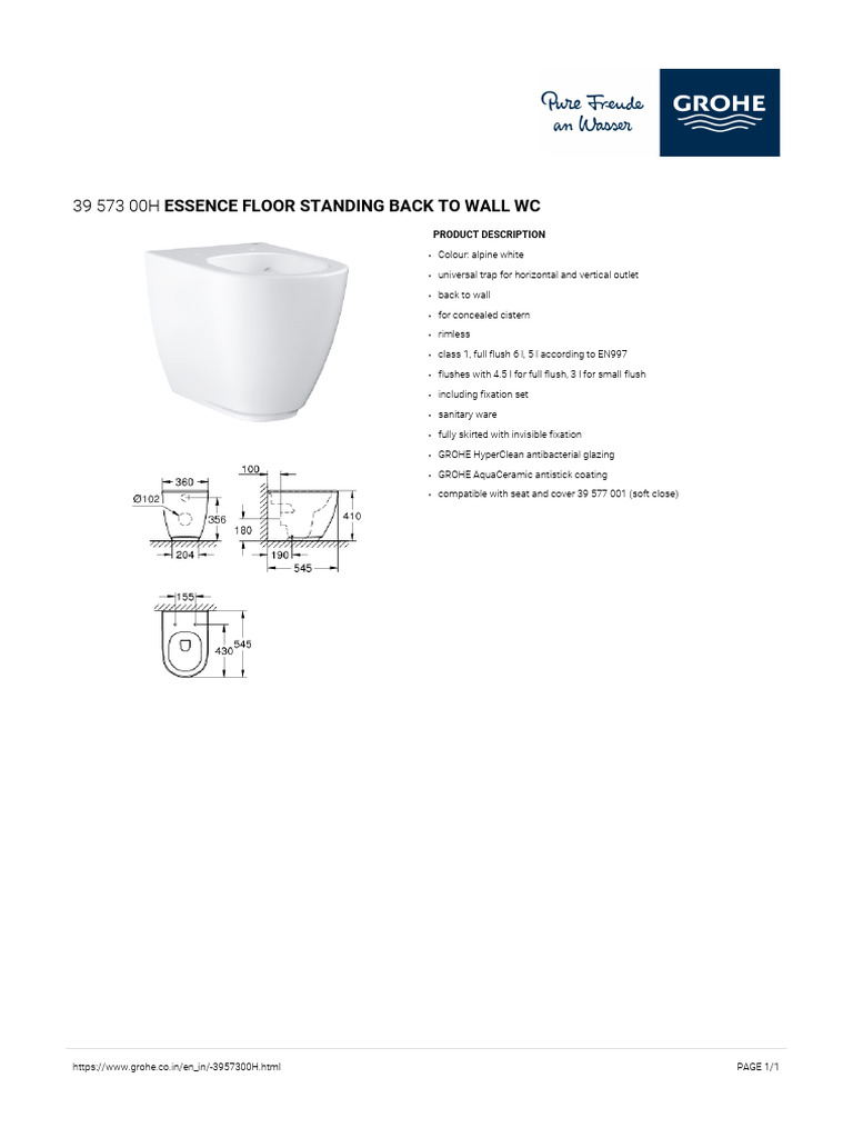 GROHE Specification Sheet 3957300H | PDF