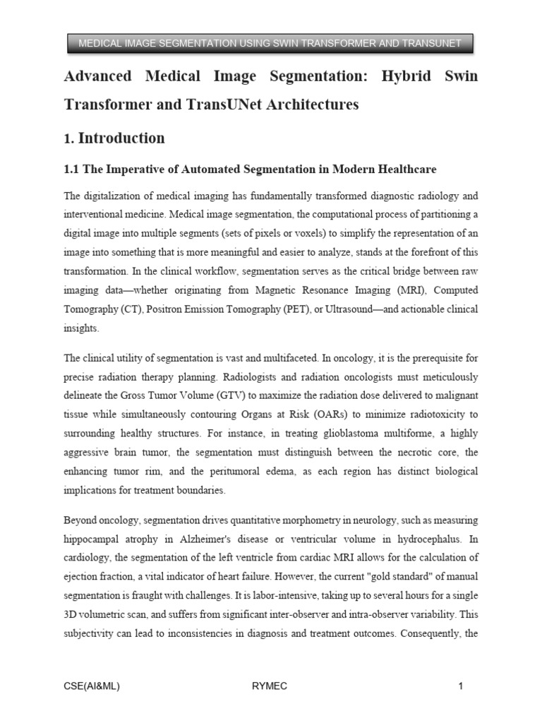 Medical Image Segmentation with Swin Transformer | PDF | Image ...