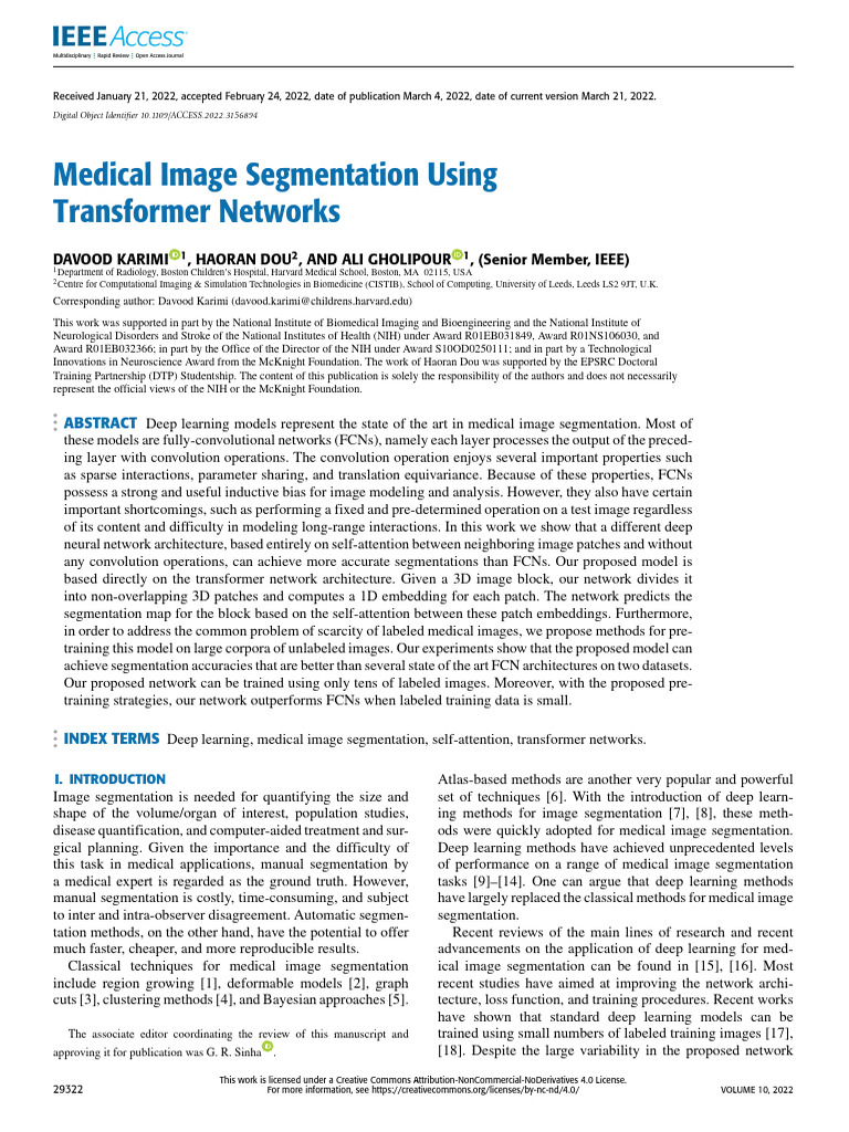 Transformer Networks for Medical Segmentation | PDF | Image ...
